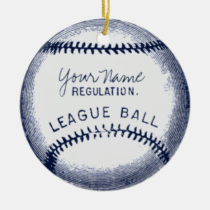 Ornamento De Cerâmica Basebol do vintage, bola personalizada