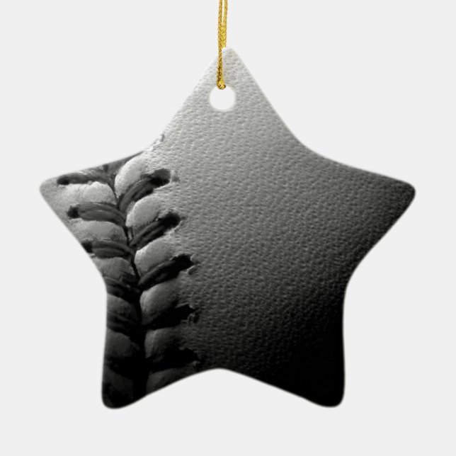 Ornamento De Cerâmica Basebol Preto e Branco Fechado (Frente)