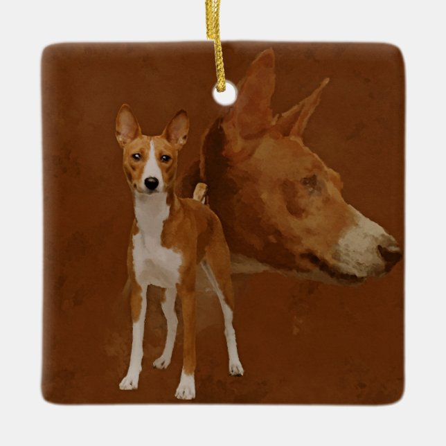 Ornamento De Cerâmica Basenji (Frente)
