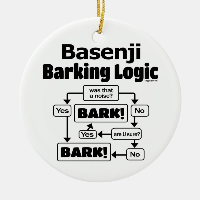 Ornamento De Cerâmica Basenji Barking Logic (Frente)