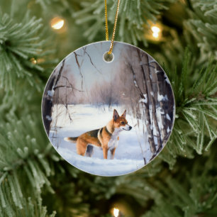 Ornamento De Cerâmica Basenji Deixe Nevar Natal