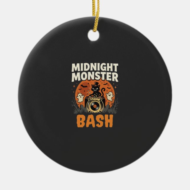 Ornamento De Cerâmica Bash de Monstros da Meia-Noite de Halloween (Frente)