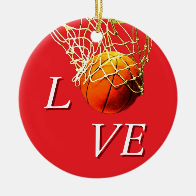 Ornamento De Cerâmica Basketball I Love (Frente)