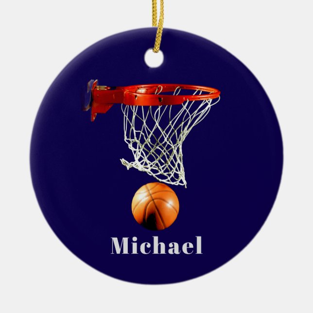 Ornamento De Cerâmica Basketball Replace with Your Name (Frente)