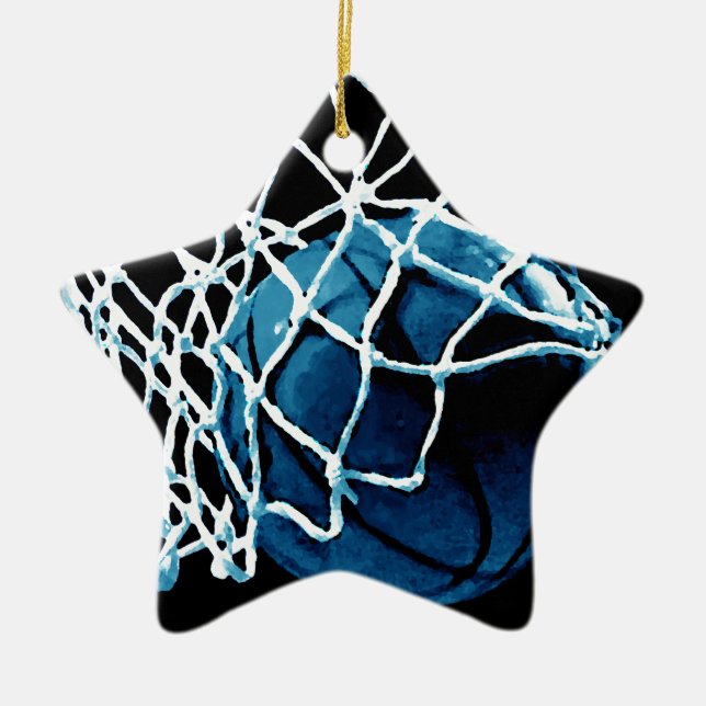 Ornamento De Cerâmica Basquete Azul (Frente)