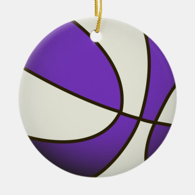 Ornamento De Cerâmica Basquete - Branco/Roxo (Frente)