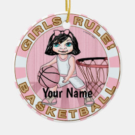 Ornamento De Cerâmica Basquete Feminino Rosa