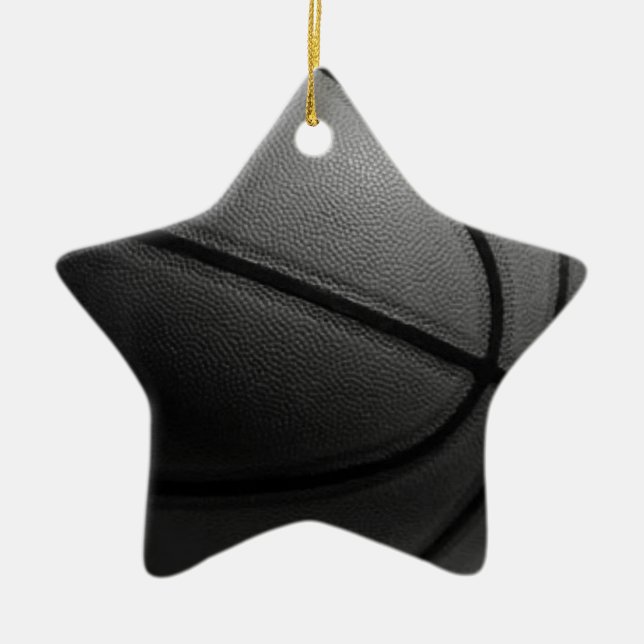 Ornamento De Cerâmica Basquete preto e branco (Frente)