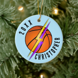 Ornamento De Cerâmica Basquete Raio de Trovão Natal