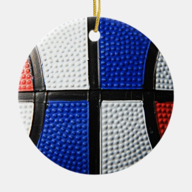 Ornamento De Cerâmica Basquetebol branco e azul vermelho (Frente)