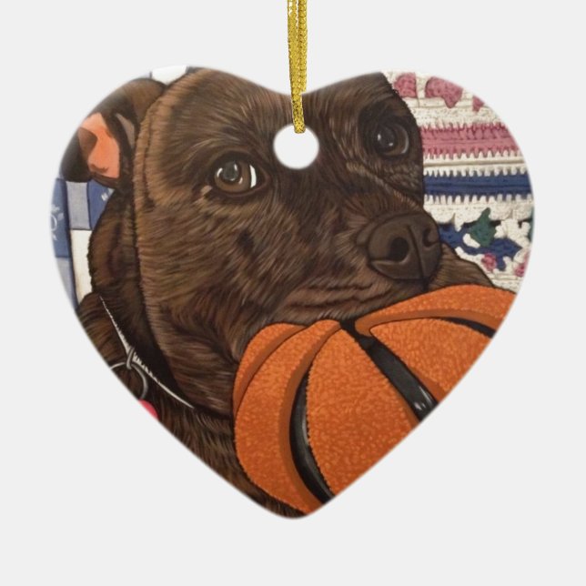Ornamento De Cerâmica Basquetebol qualquer um? (Frente)