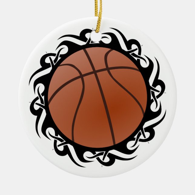 Ornamento De Cerâmica basquetebol tribal (Frente)