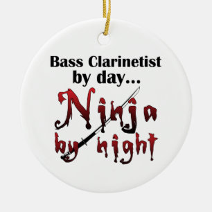 Ornamento De Cerâmica Bass Clarinet Ninja Musical Gift