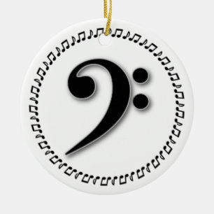 Ornamento De Cerâmica Bass Clef Music Note Design