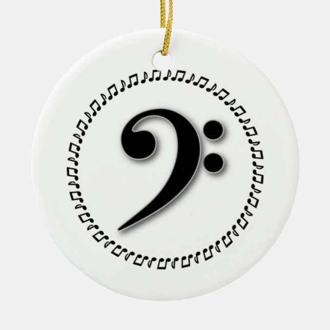 Ornamento De Cerâmica Bass Clef Music Note Design (Frente)