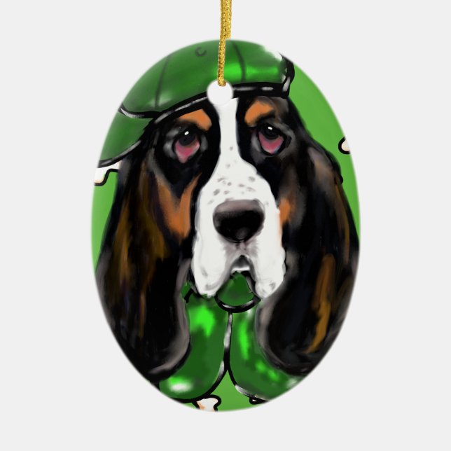 Ornamento De Cerâmica Basset Hound (Frente)