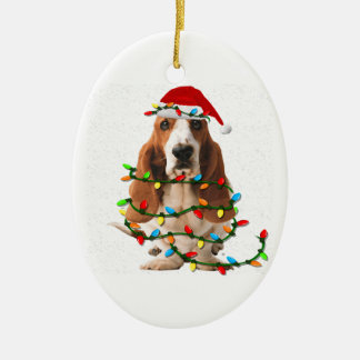 Ornamento De Cerâmica basset hound christmas engraçado basset hound dog 