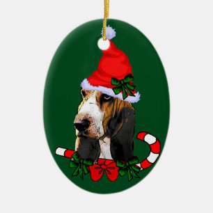Ornamento De Cerâmica Basset Hound Natal