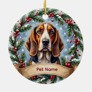 Ornamento De Cerâmica Basset Hound Natal