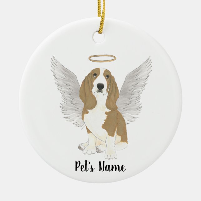Ornamento De Cerâmica Basset Hound Personalizado de Memória e Simpatia (Frente)