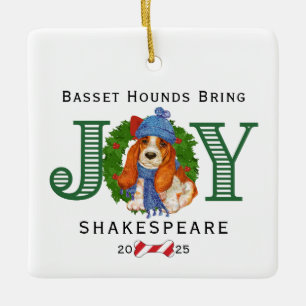 Ornamento De Cerâmica Bassett Hounds Traga Joy