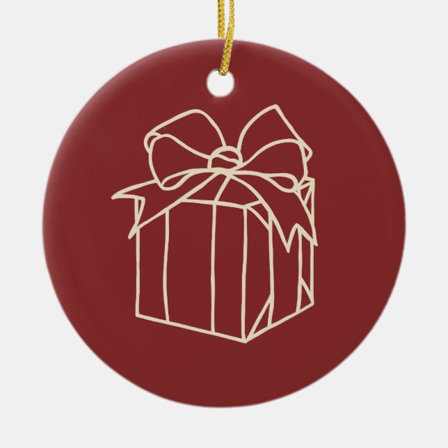 Ornamento De Cerâmica Basta Coleção de Natal - Presente (Frente)