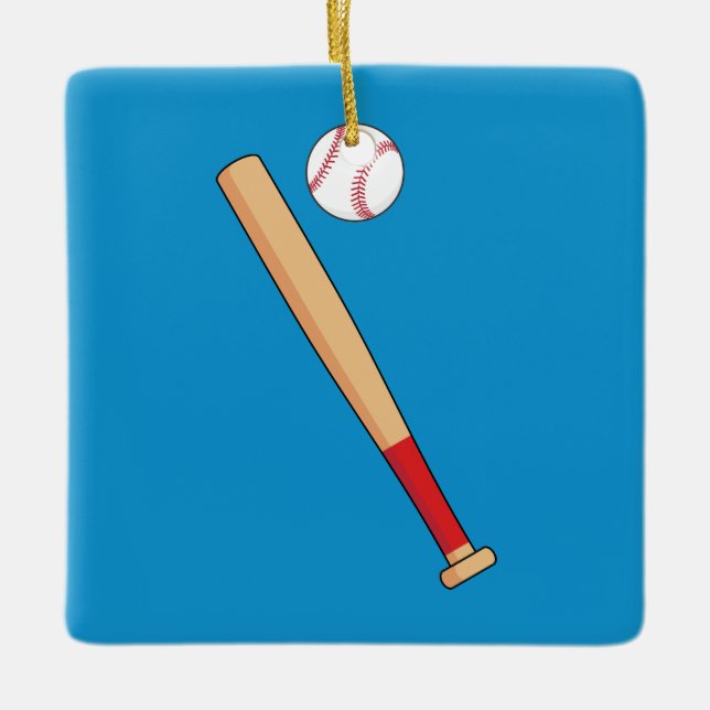 Ornamento De Cerâmica Bat Baseball com Ball (Frente)