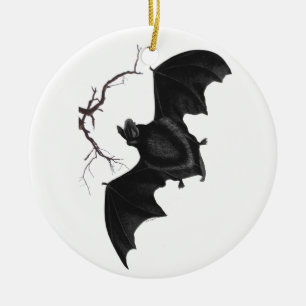 Ornamento De Cerâmica Bat Voador, Gótico Tradicional, Árvore Morto, Na