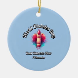 Ornamento De Cerâmica Bata Na Diabetes Agora. Dia Mundial da Diabetes.