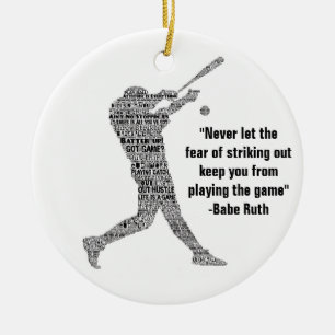 Ornamento De Cerâmica Bata na Home Run Baseball Motivational Word Art