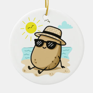Ornamento De Cerâmica Batata Na Praia Vibes de Verão