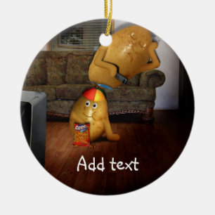 Ornamento De Cerâmica Batatas com o pai dormindo no sofá