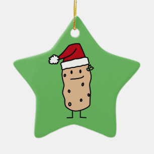 Ornamento De Cerâmica Batatas da batata que vestem o chapéu do papai