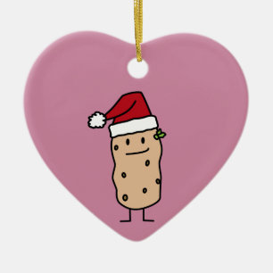 Ornamento De Cerâmica Batatas da batata que vestem o chapéu do papai