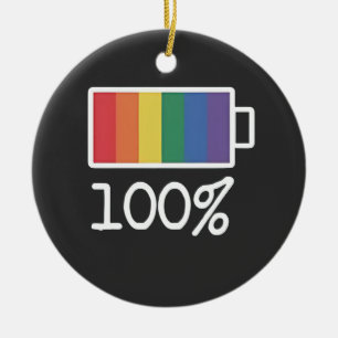 Ornamento De Cerâmica Bateria 100% de orgulho LGBT Engraçado pela Gay Ig
