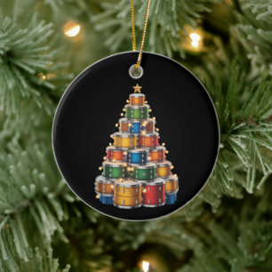 Ornamento De Cerâmica Baterista da Árvore de Natal Drumms Xmas Christmas