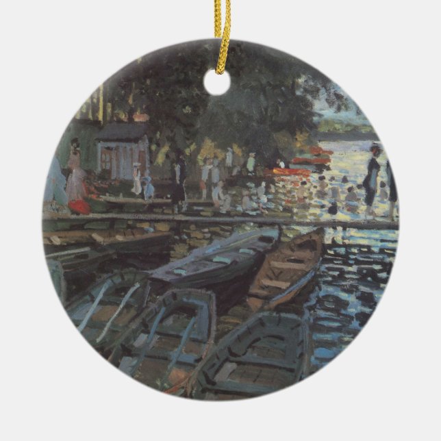 Ornamento De Cerâmica Bathers no La Grenouillère por Claude Monet (Frente)