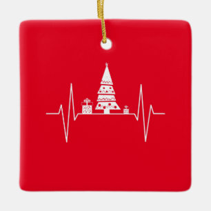 Ornamento De Cerâmica Batida de Coração de Natal