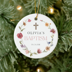 Ornamento De Cerâmica Batismo da Primavera Floral de Flor Selvagem
