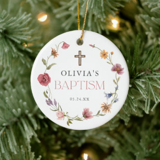 Ornamento De Cerâmica Batismo da Primavera Floral de Flor Selvagem