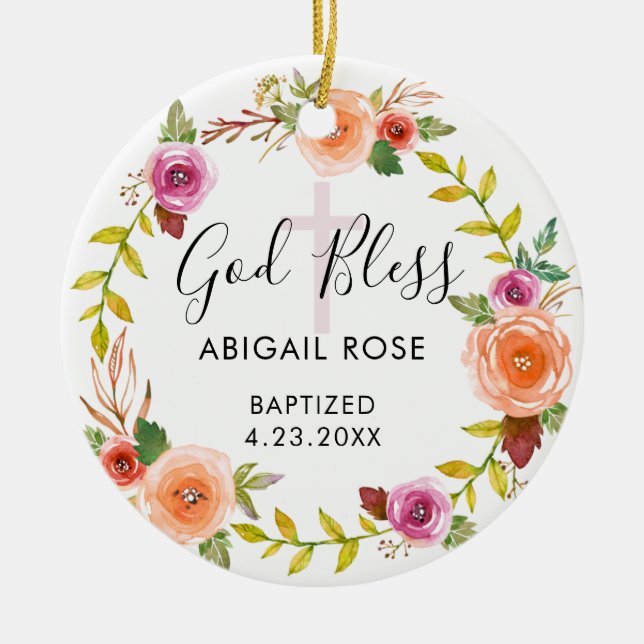 Ornamento De Cerâmica Batismo Personalizado (Frente)