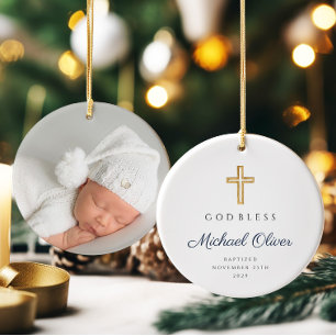 Ornamento De Cerâmica Batismo religioso do Deus abençoe moderno