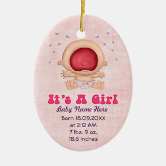 Ornamento De Cerâmica Bawling Baby - Girl Announunciing Keepsaee