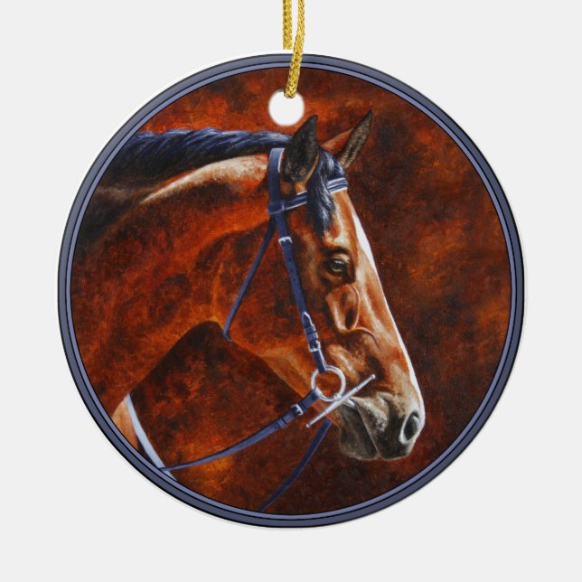 Ornamento De Cerâmica Bay Horse Hanoverian Warmblood (Frente)