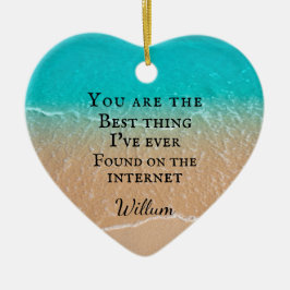 Ornamento De Cerâmica Beach couple photo Valentine