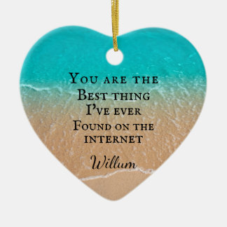 Ornamento De Cerâmica Beach couple photo Valentine