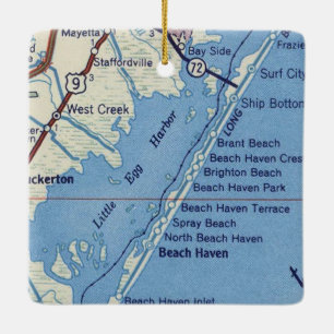 Ornamento De Cerâmica Beach Haven NJ Vintage Map