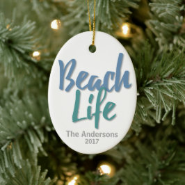 Ornamento De Cerâmica Beach Life Blue and Teal