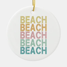 Ornamento De Cerâmica Beach Retro Lettering Vintage Holiday Summer