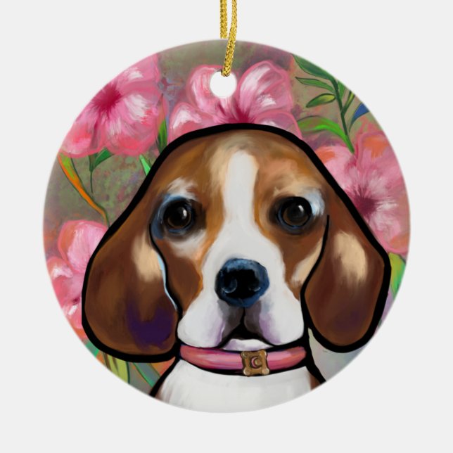 Ornamento De Cerâmica Beagle         (Frente)